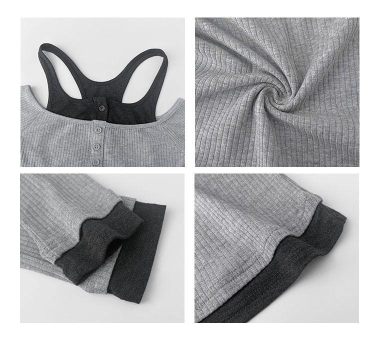Mock Two-Piece Halter T-Shirt Product Image