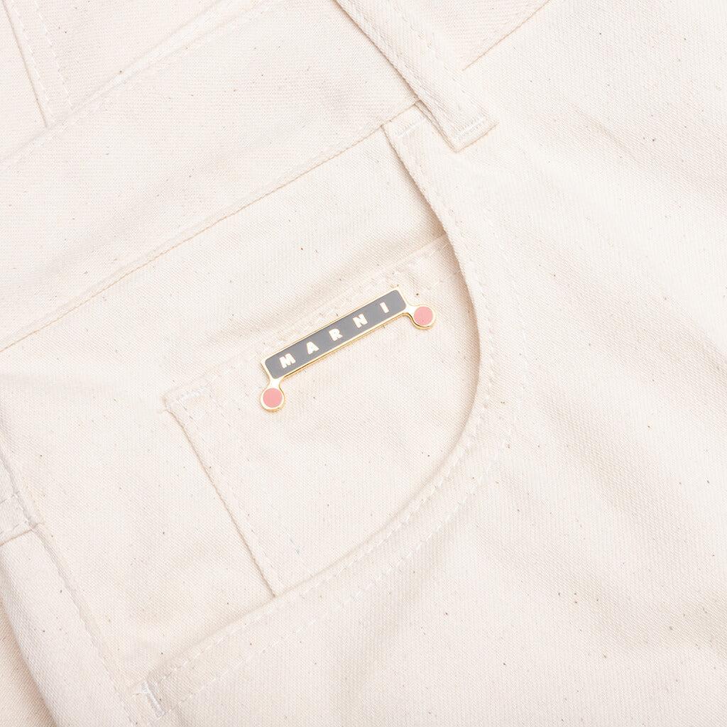 Cream Denim Shorts with Trunakaroo Plaque - Bone Male Product Image