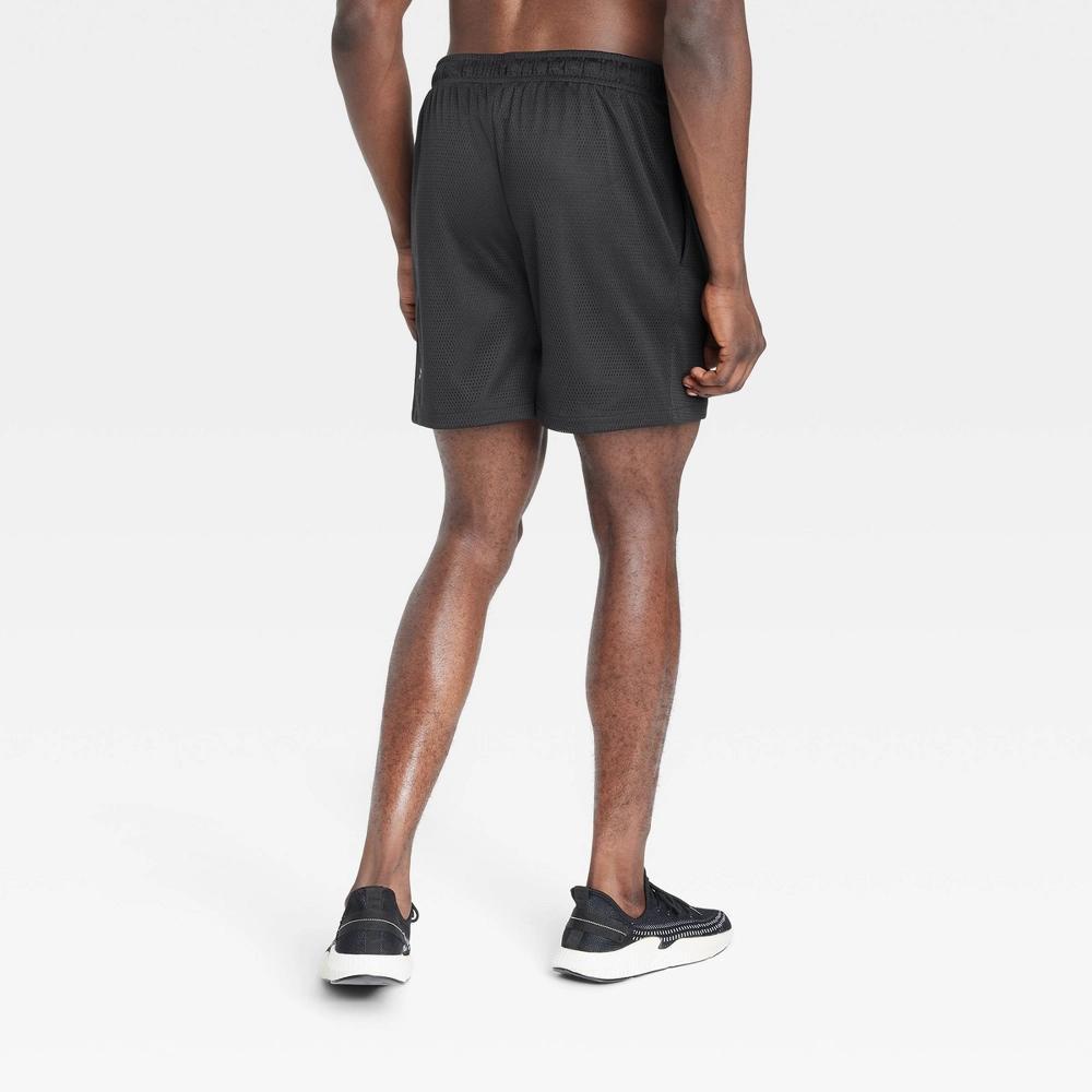 Mens 6 Mesh Shorts - All In Motion Black M: Moisture Wicking, Quick Dry, Side Pocket, Drawstring Waist, Regular Fit Product Image