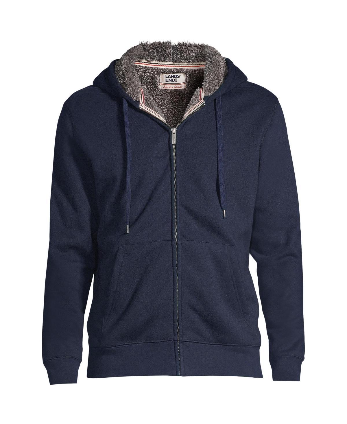 Big & Tall Lands' End Serious Sweats Full-Zip Sherpa Hoodie, Men's, Size: XL Tall, Pewter Grey Product Image