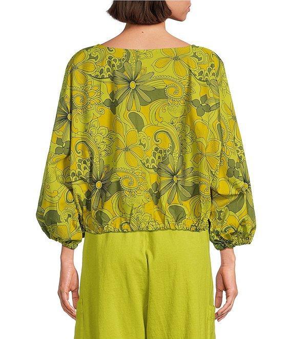 Bryn Walker Organic Cotton Poplin Gianna Floral Round Neck Long Sleeve Shirt Product Image