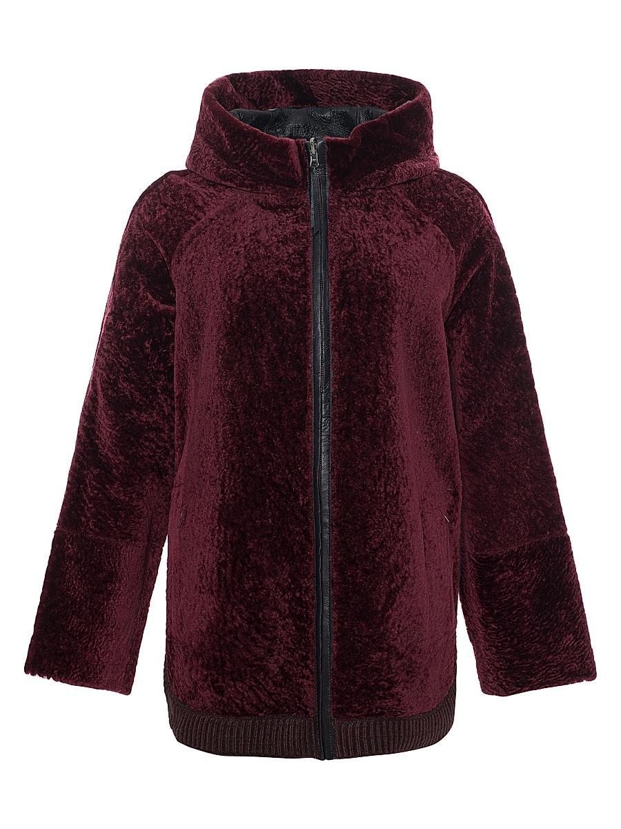 Womens Reversible Textured Shearling Lamb Zip Parka with Ribbed Hem Product Image