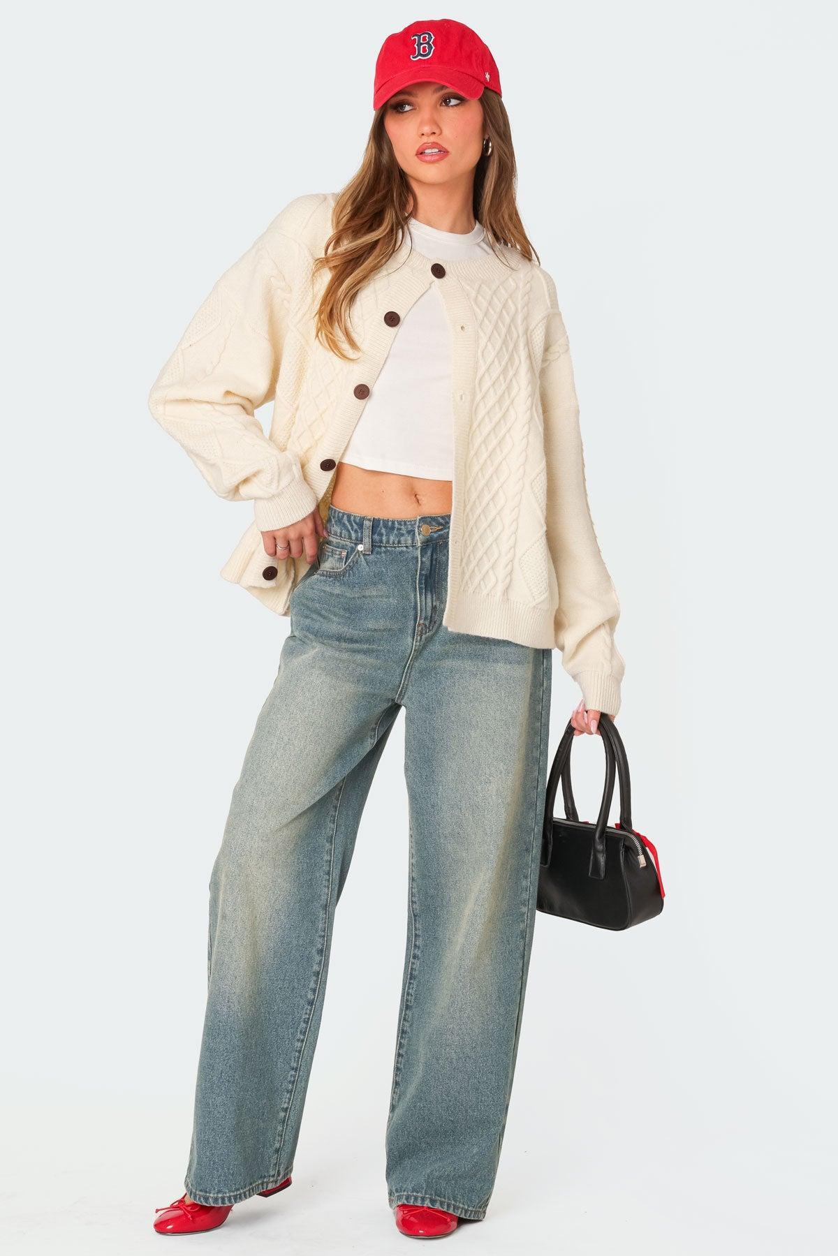 Rory Oversized Cable Knit Cardigan Product Image