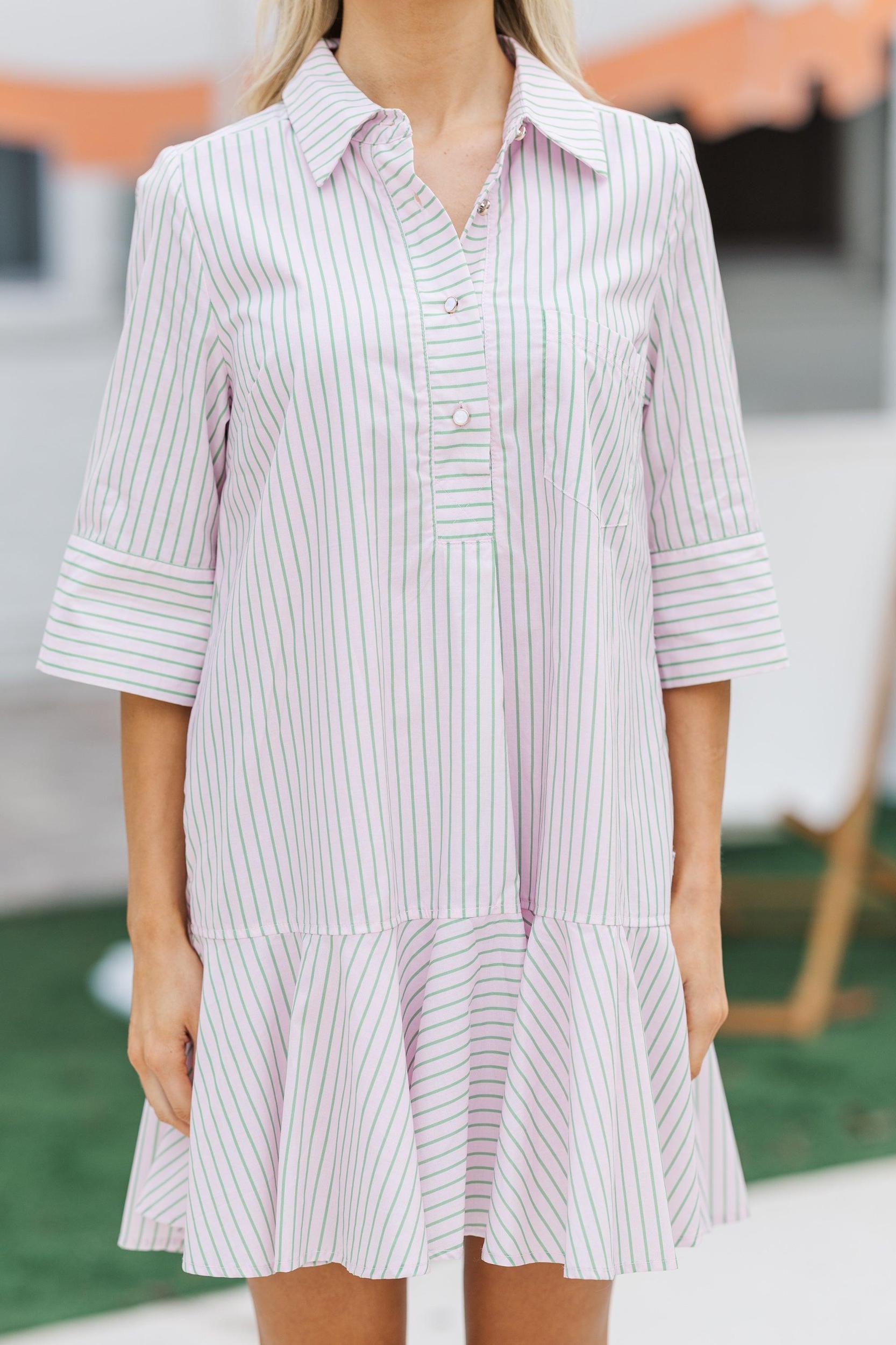 The Genuine Pink Striped Dress Female Product Image