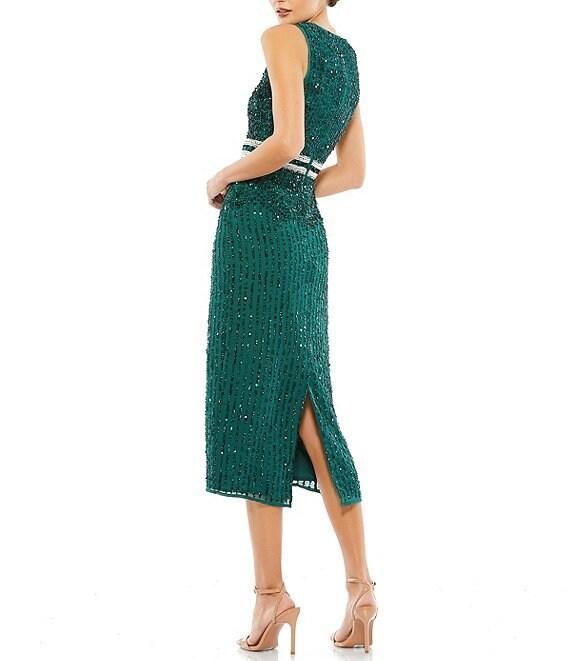 Mac Duggal Sleeveless Sequined Chiffon Midi Dress Product Image