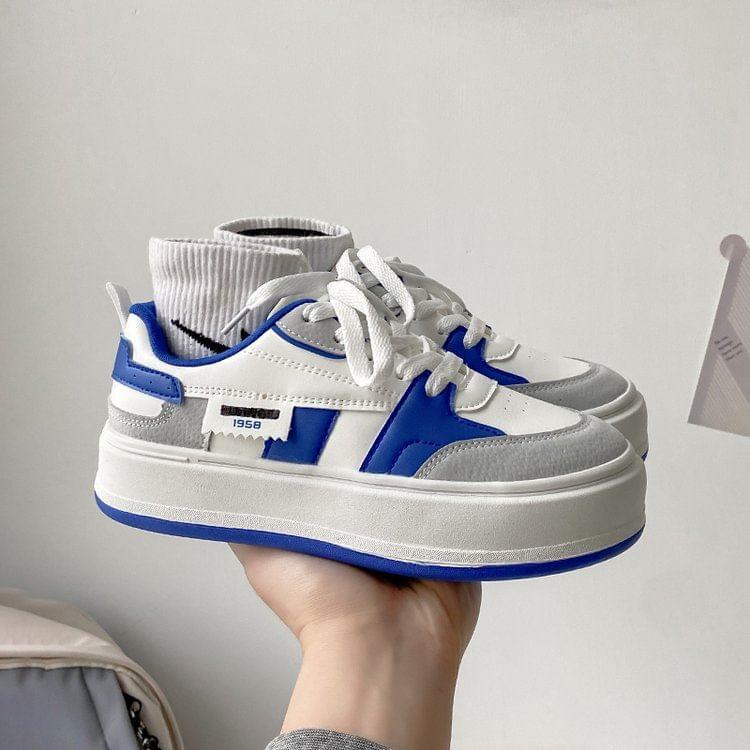 Contrast Trim Platform Sneakers Product Image