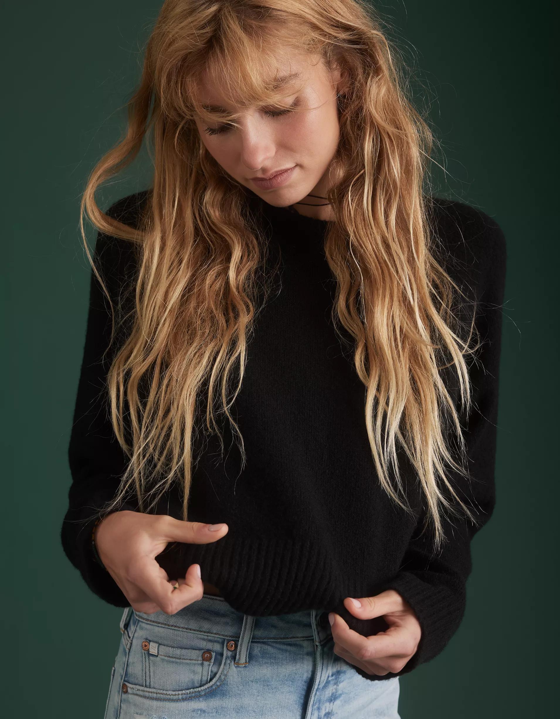 AE77 Premium Oversized Cropped Cashmere Sweater Product Image
