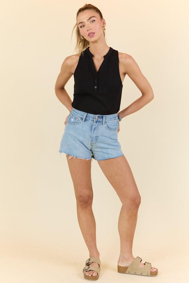 Just Breathe Black Waffle Knit Lounge Tank FINAL SALE Product Image