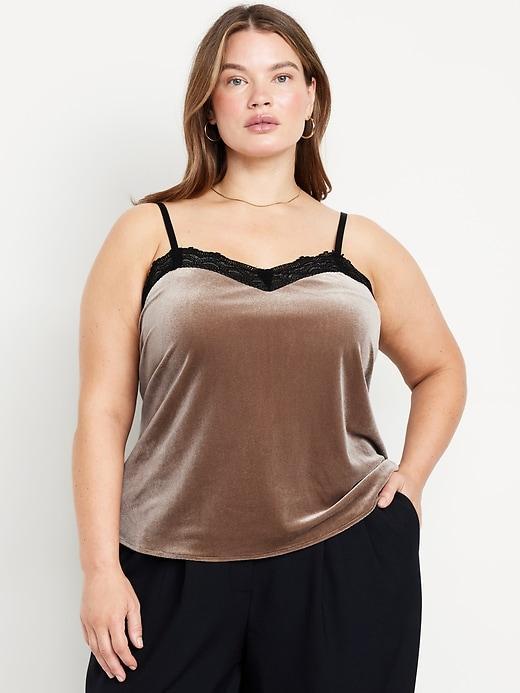 Lace-Trim Velvet Top Product Image