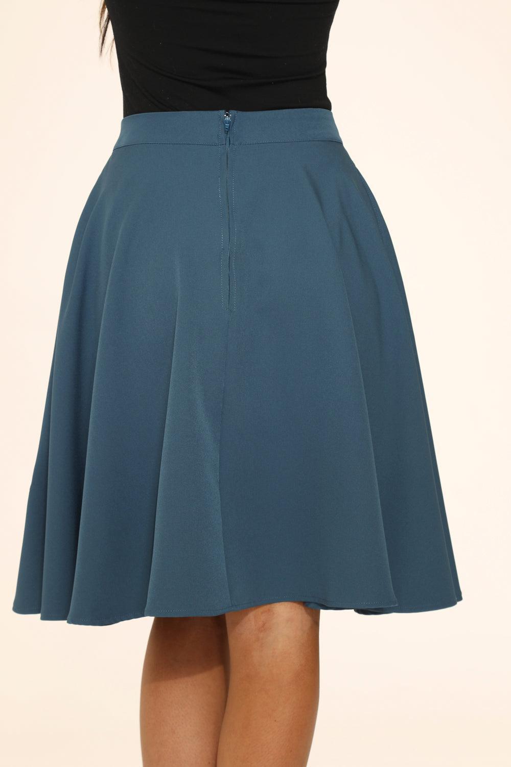 Blue Embroidered Poodle Swing Skirt Product Image