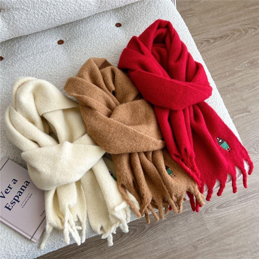 Embroidered Fringed Scarf Product Image
