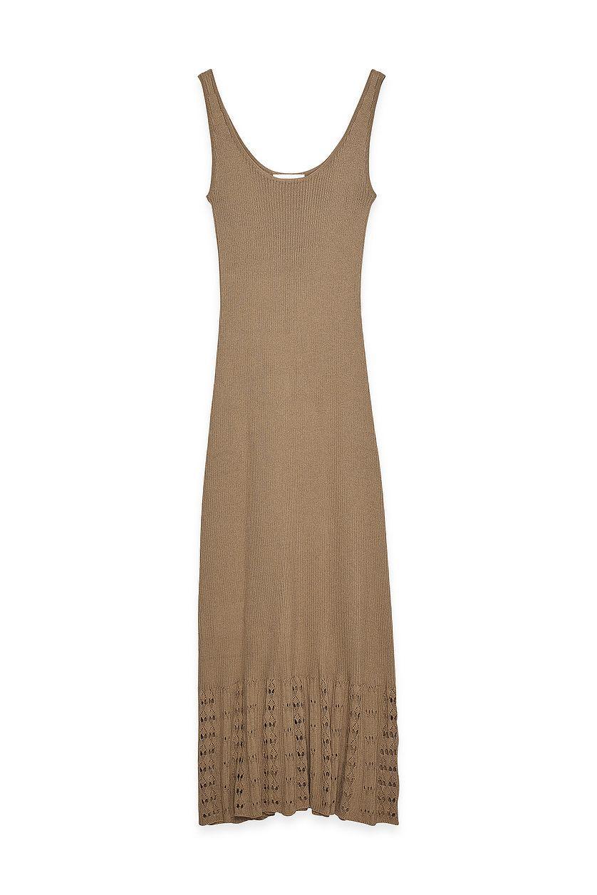 Knitted Scoop Neck Crochet Midi Dress Product Image