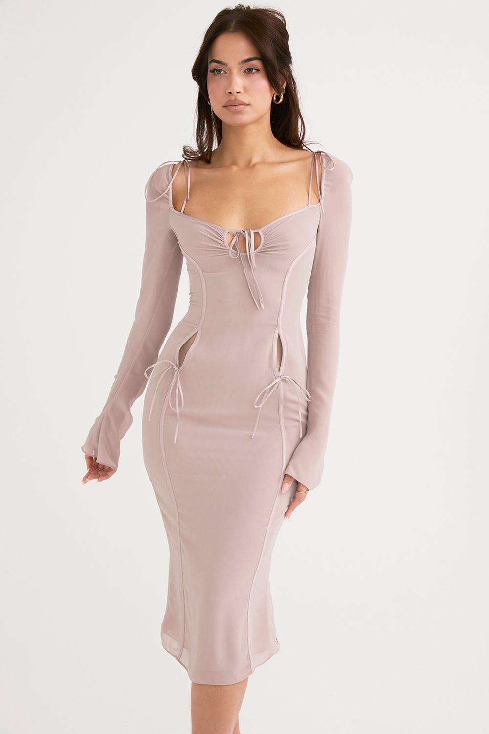 Ophelia Crystal Cutout Midi Dress Product Image