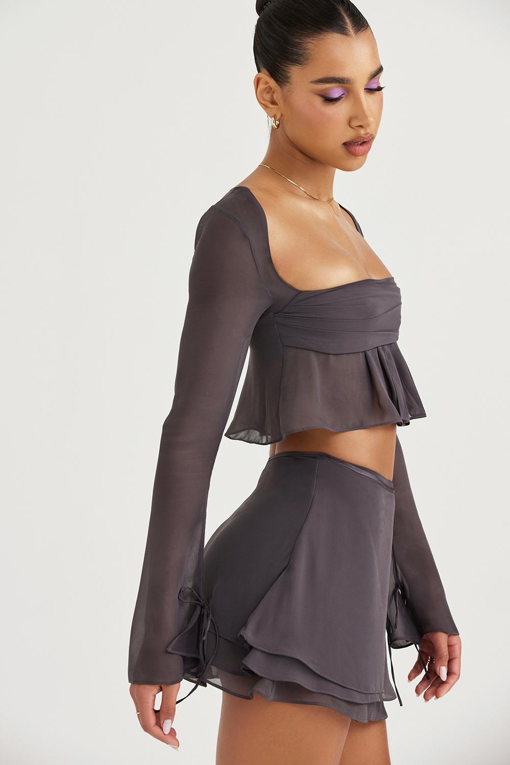 Athena  shadow long sleeve floaty top Product Image