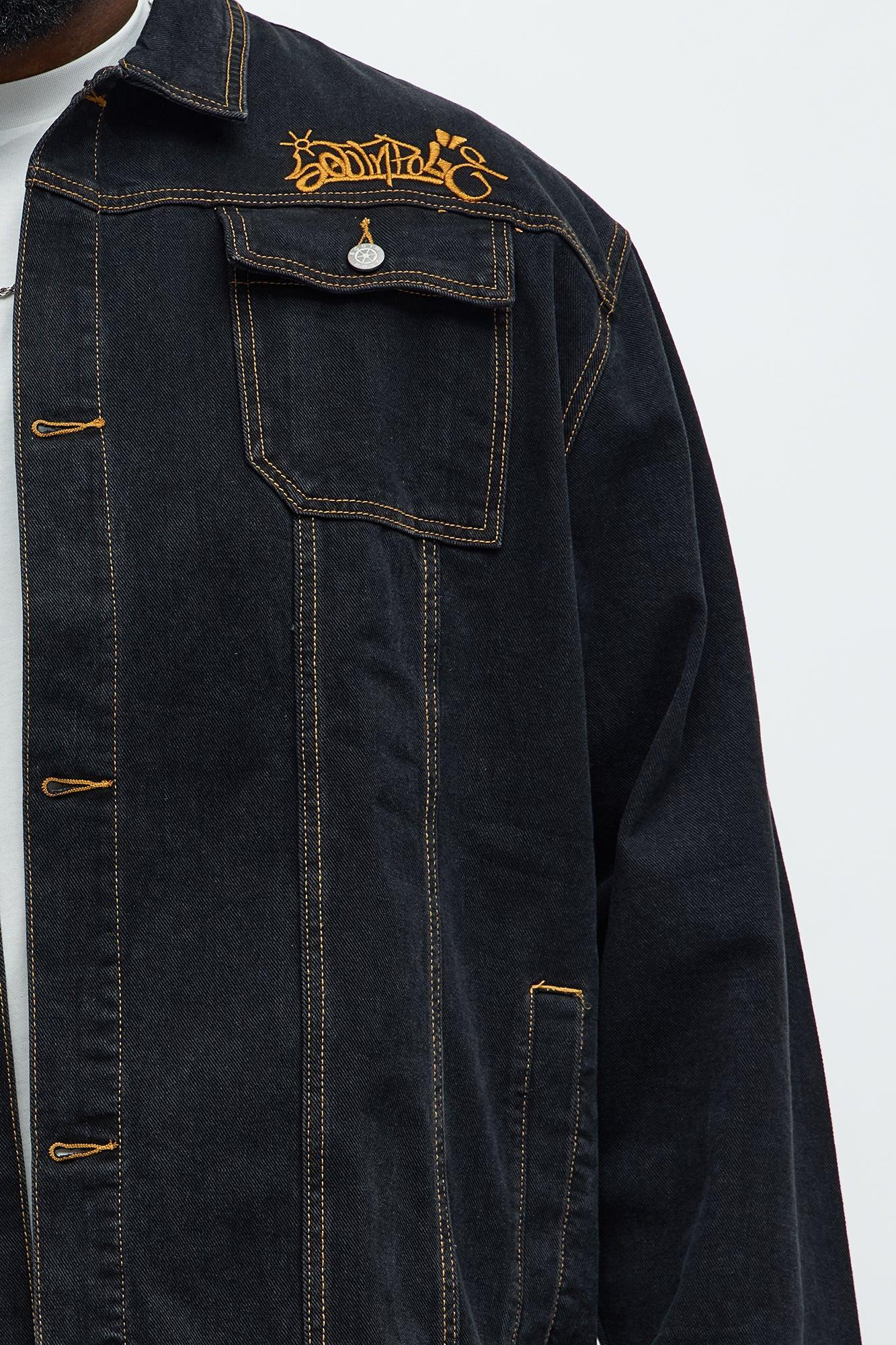 South Pole Contrast Stitch Trucker Jacket - Black Product Image