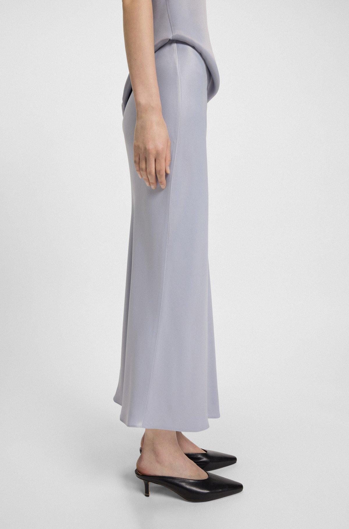 BOSS - Regular-fit maxi skirt in satin - Light Grey Product Image