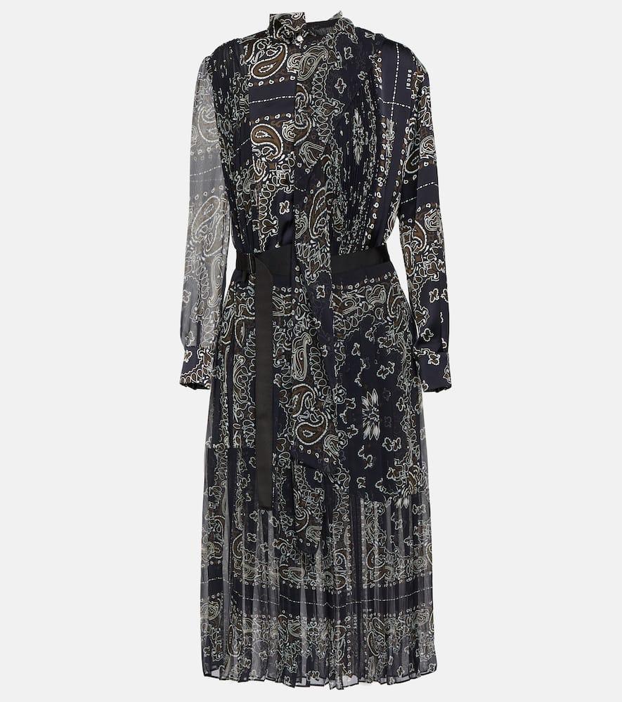 SACAI Deconstructed Pleated Midi Dress In Navy Product Image