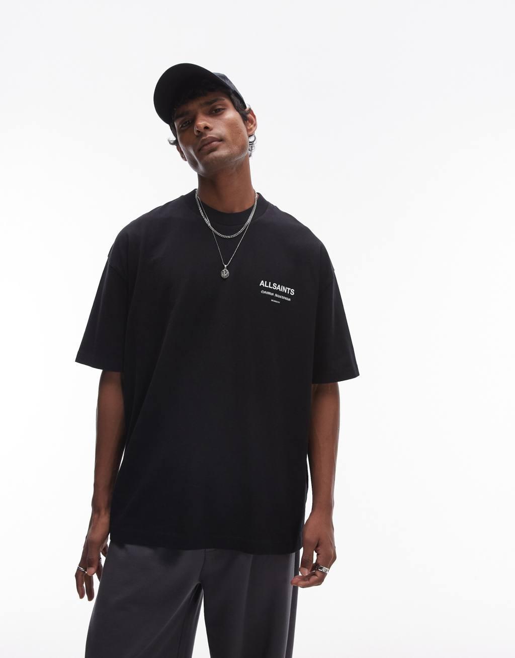 AllSaints Sanctum oversized t-shirt in black Product Image