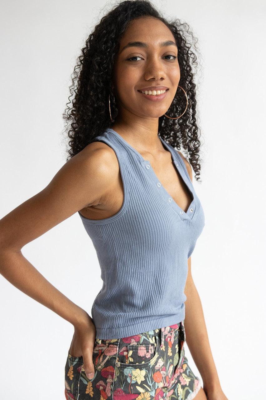 Seamless Snap Henley Tank Top Product Image