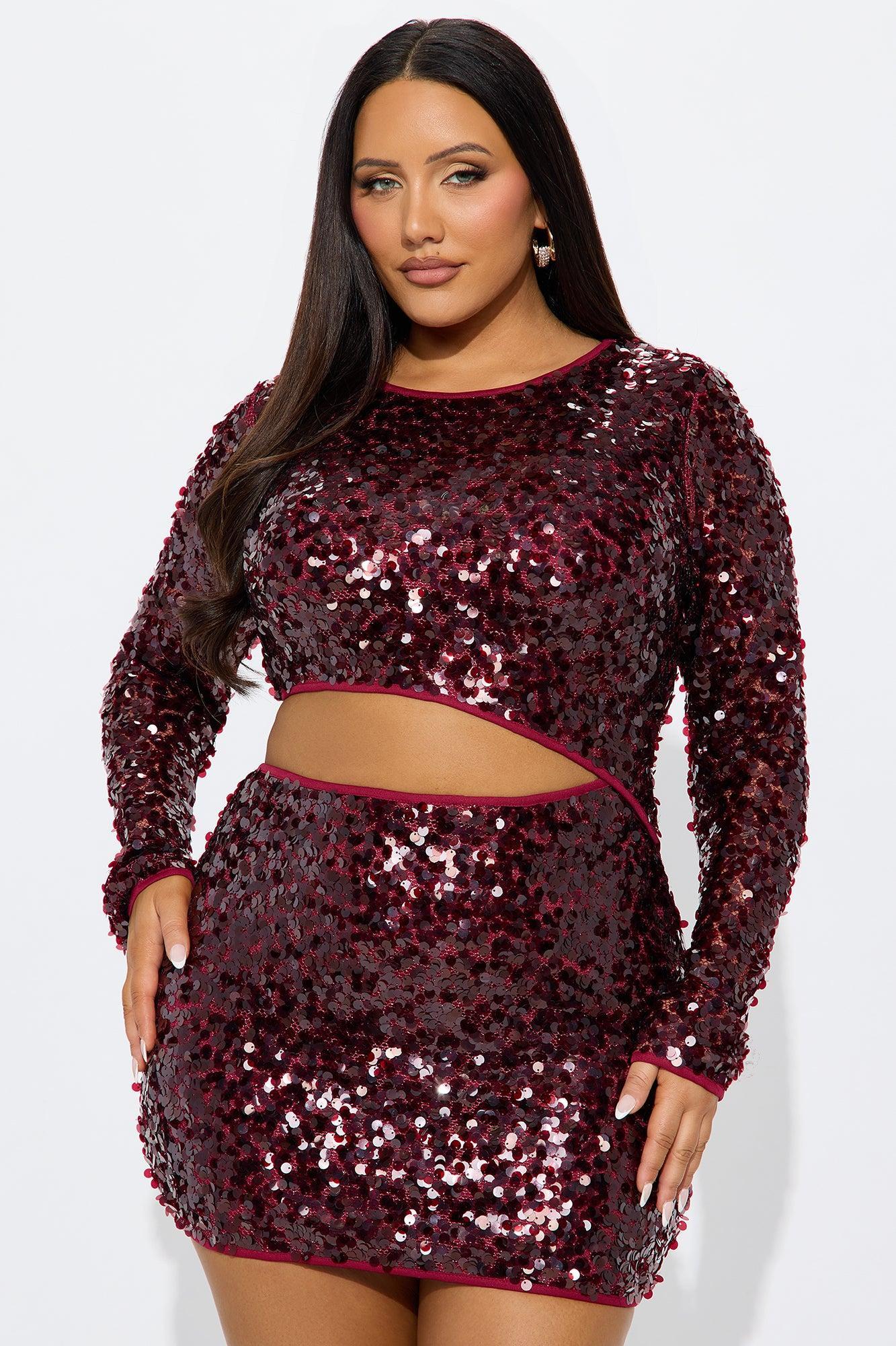 Glitz Mode Sequin Mini Dress - Wine Product Image