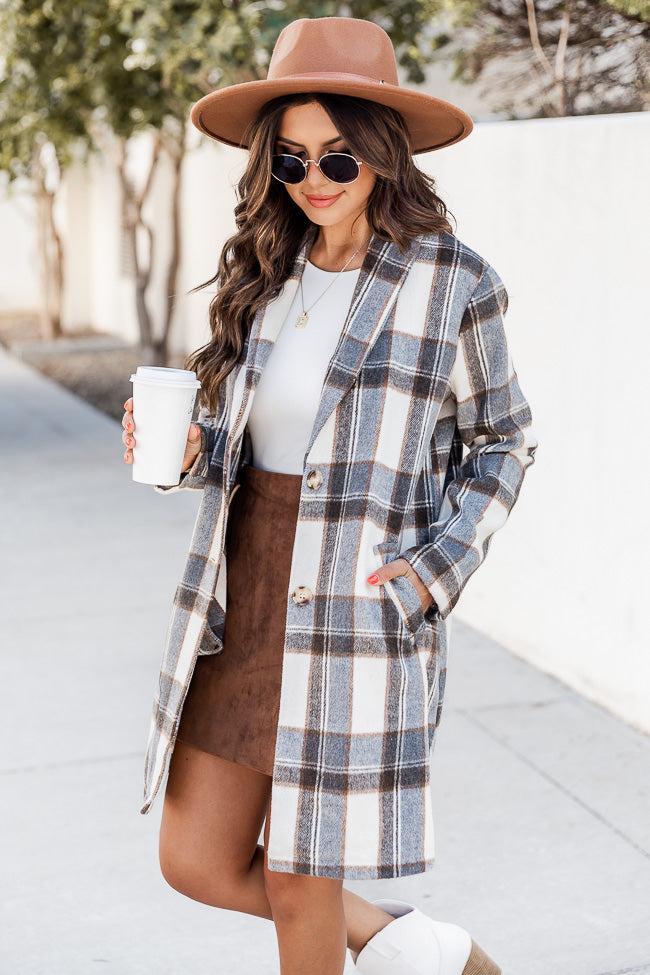 Get On Board Grey Plaid Coat FINAL SALE Product Image