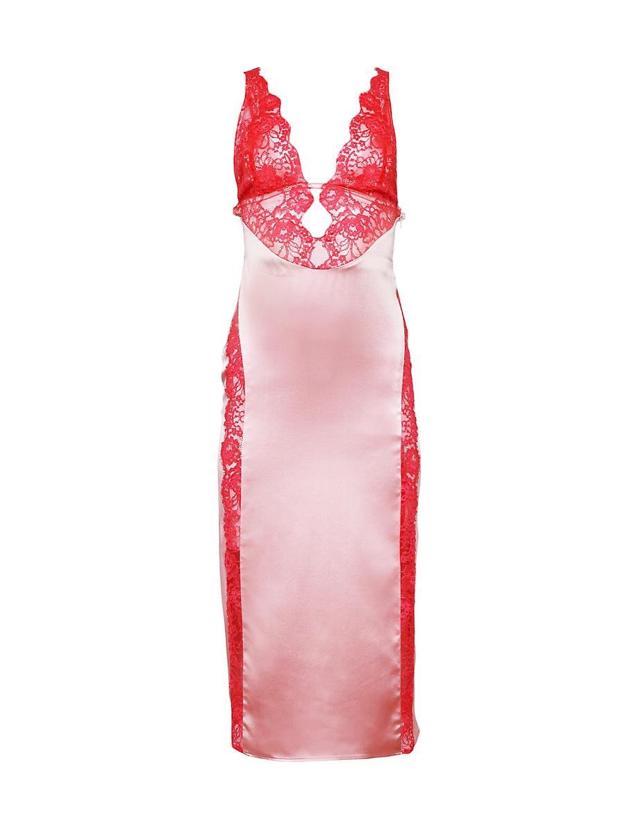 Womens Silk And Lace V-Neck Slip Dress Product Image