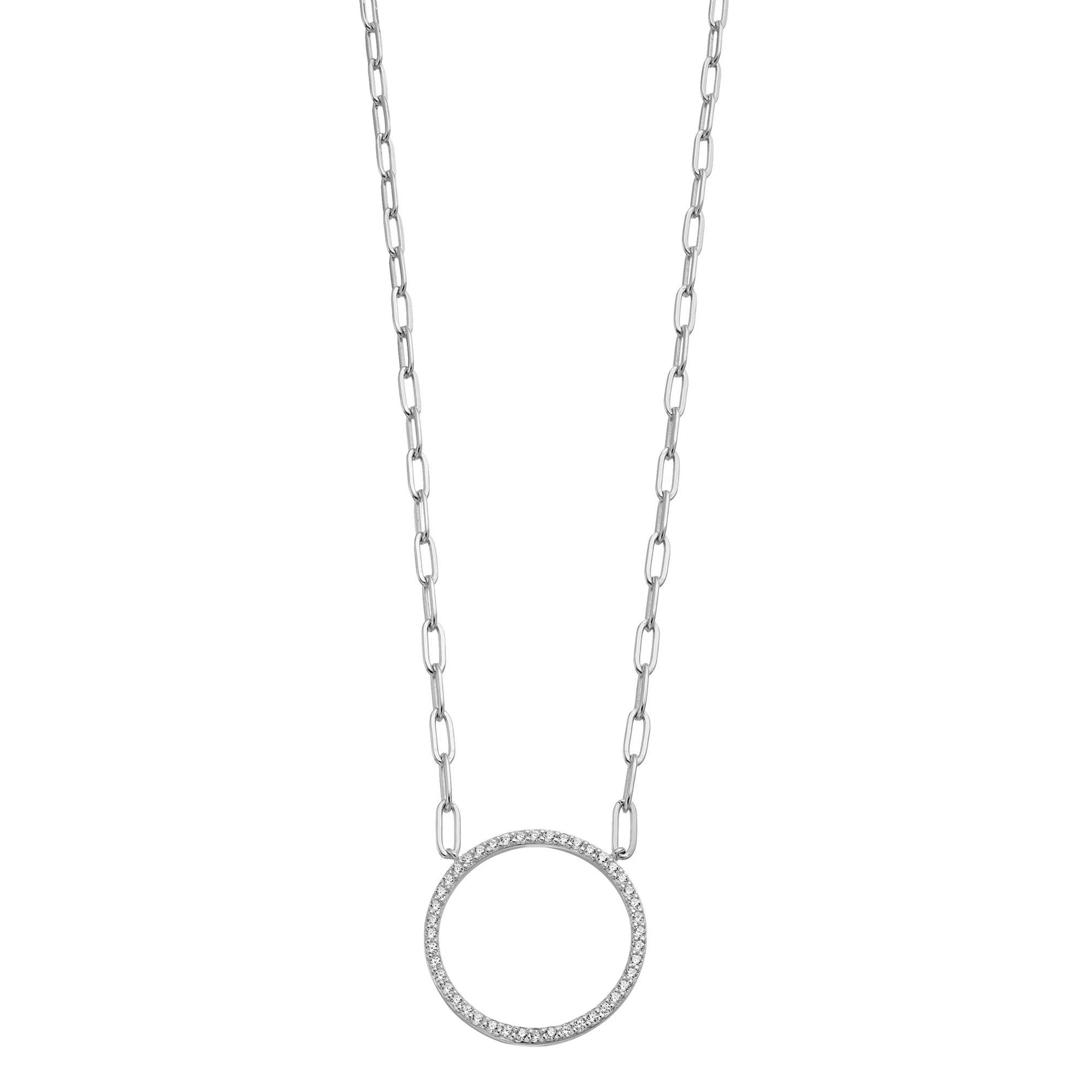 Rosabella Sterling Silver Cubic Zirconia Open Circle Pendant Necklace, Women's, Size: 18" Product Image