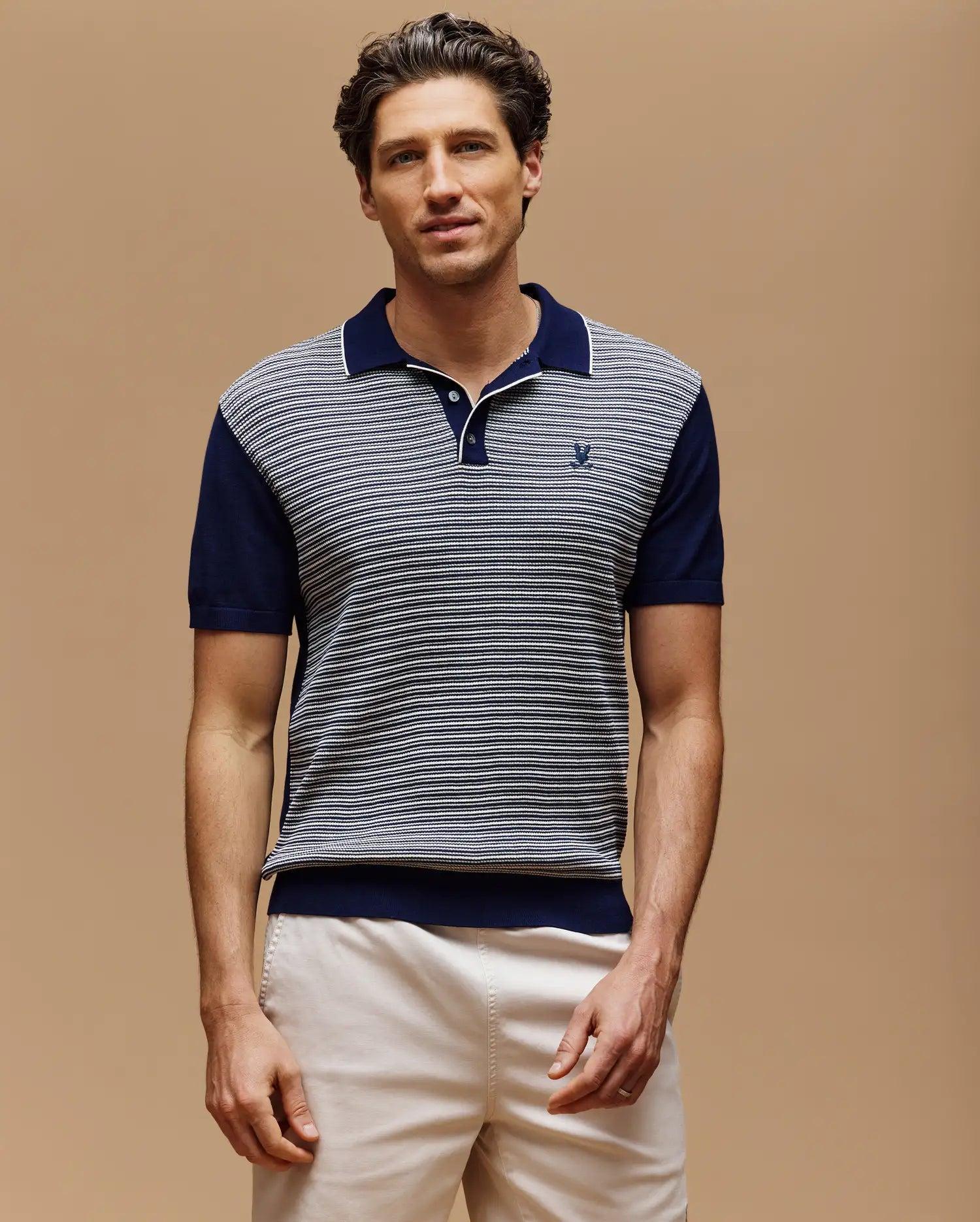 MENS KENNY STRIPED KNIT POLO - MT0400003 Male Product Image