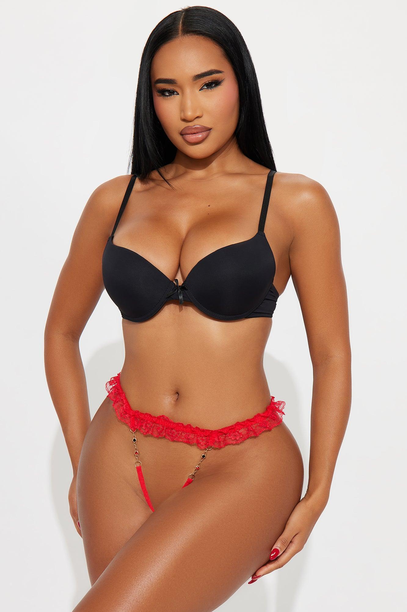 Portia Rhinestone Crotchless Thong Panty - Red Product Image
