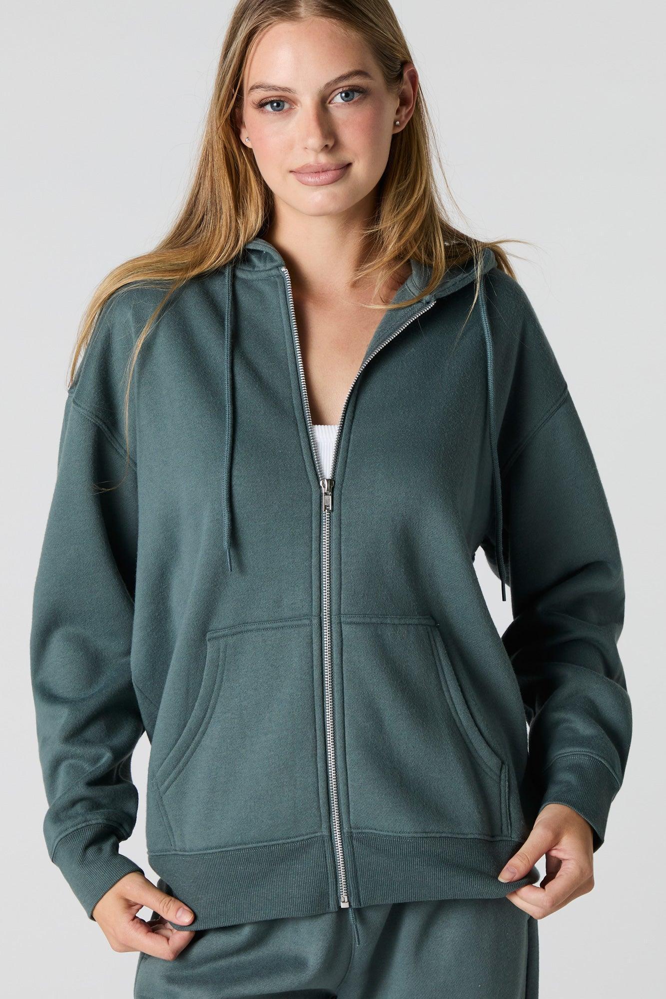 Oversized Zip-Up Fleece Hoodie Female Product Image