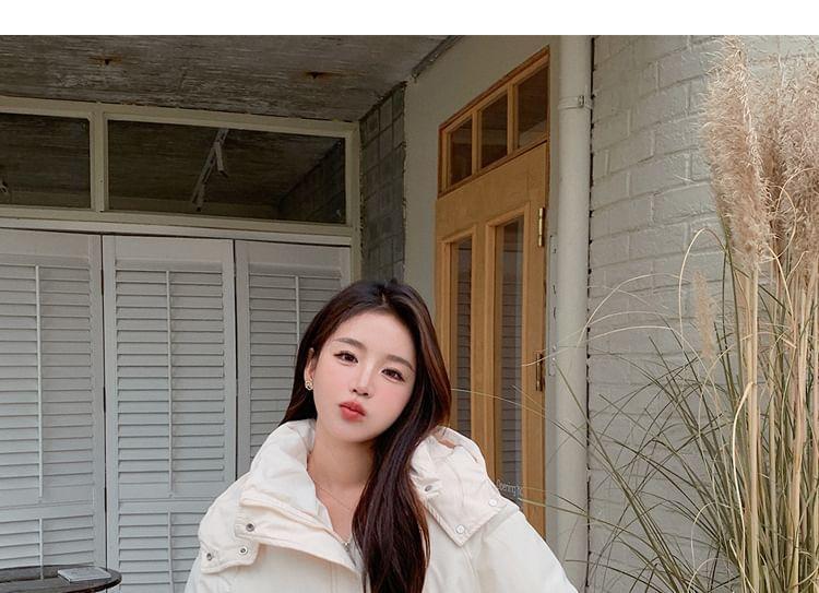 Hooded Button-Up Puffer Jacket Product Image