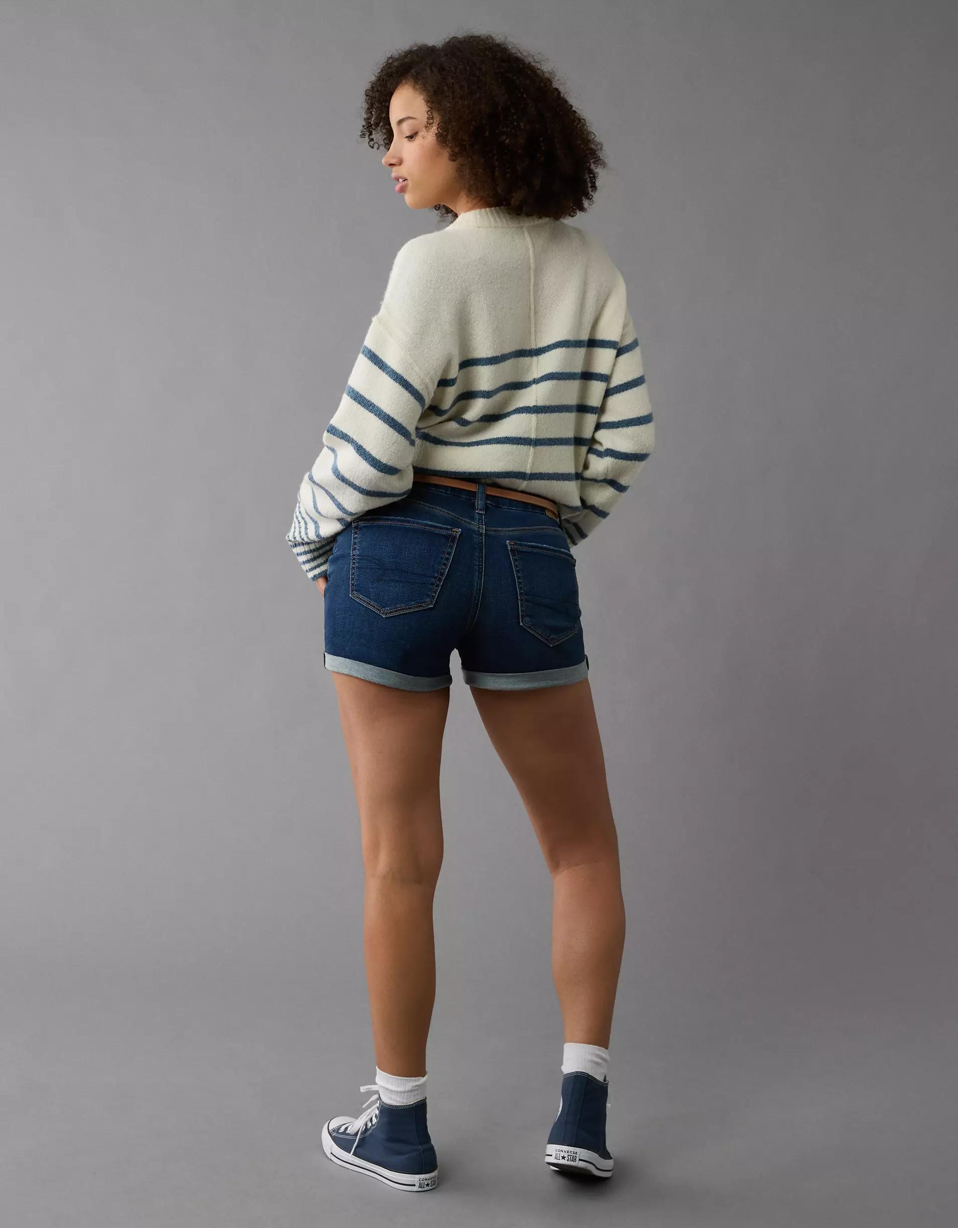 AE Next Level Curvy Low-Rise Denim Midi Short Product Image