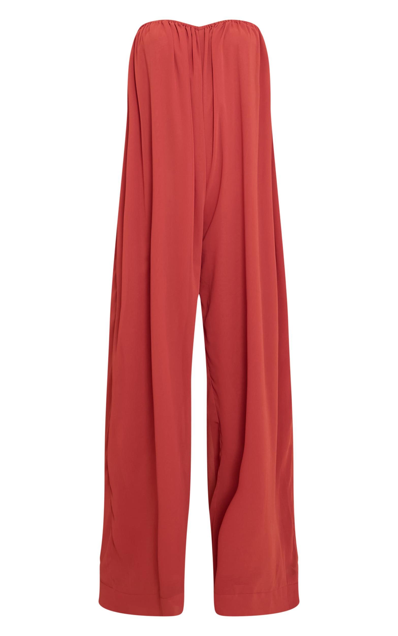 Rust Chiffon Bandeau Puffball Jumpsuit Product Image