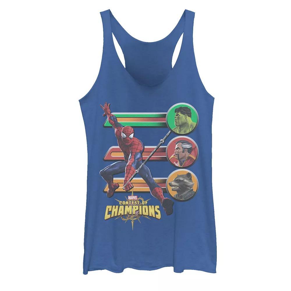 Juniors' Marvel Contest of Champions Spider-Man Match Graphic Tank Top, Girl's, Size: Medium, Royal Grey Product Image