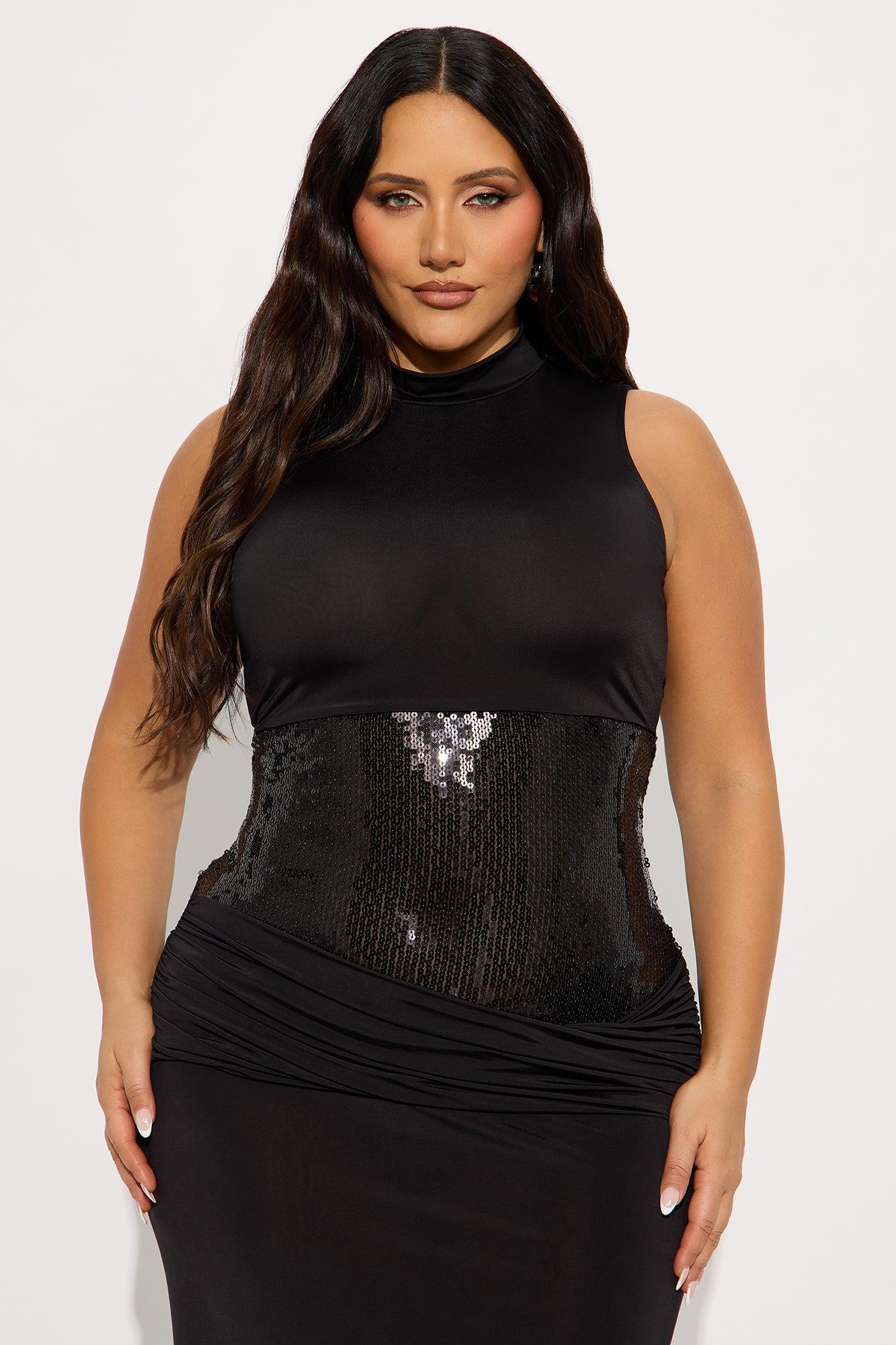 Super Fine Sequin Maxi Dress - Black Product Image
