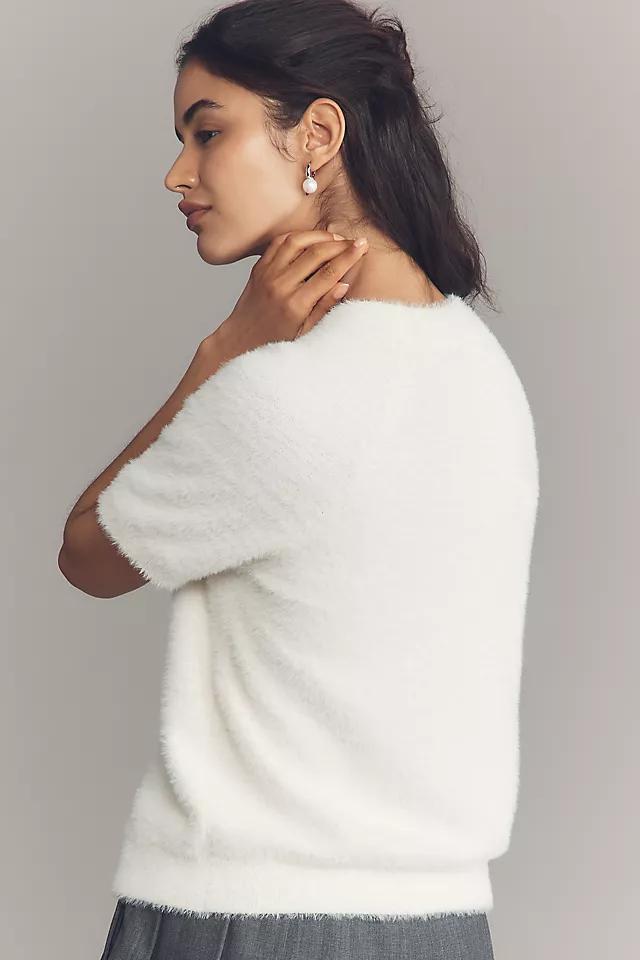 By Anthropologie Short-Sleeve Eyelash Cardigan Sweater Product Image