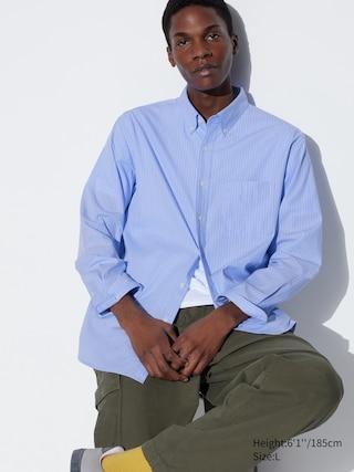 Broadcloth Shirt Striped Blue XL UNIQLO US Product Image