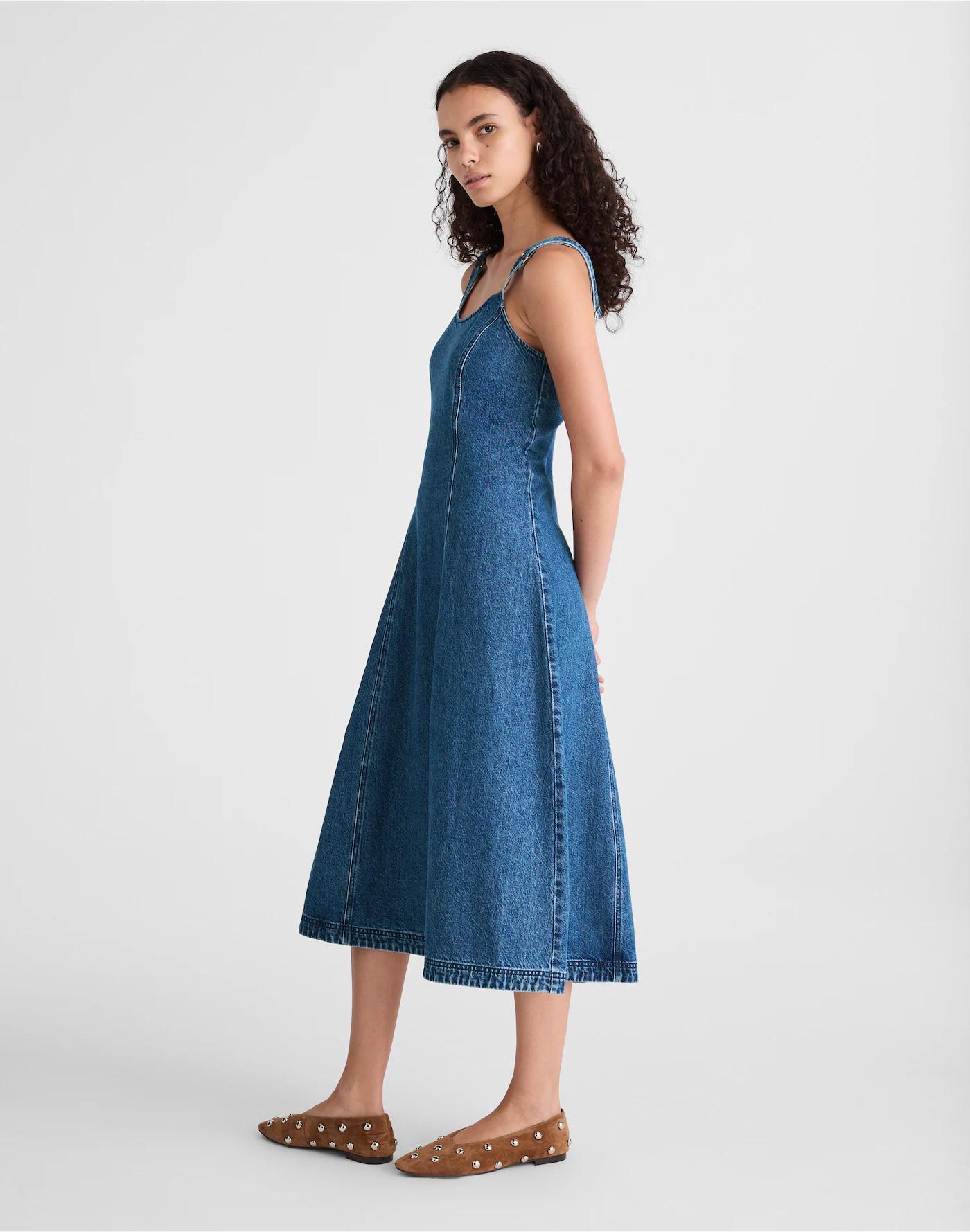 Denim Scoopneck Midi Dress Product Image