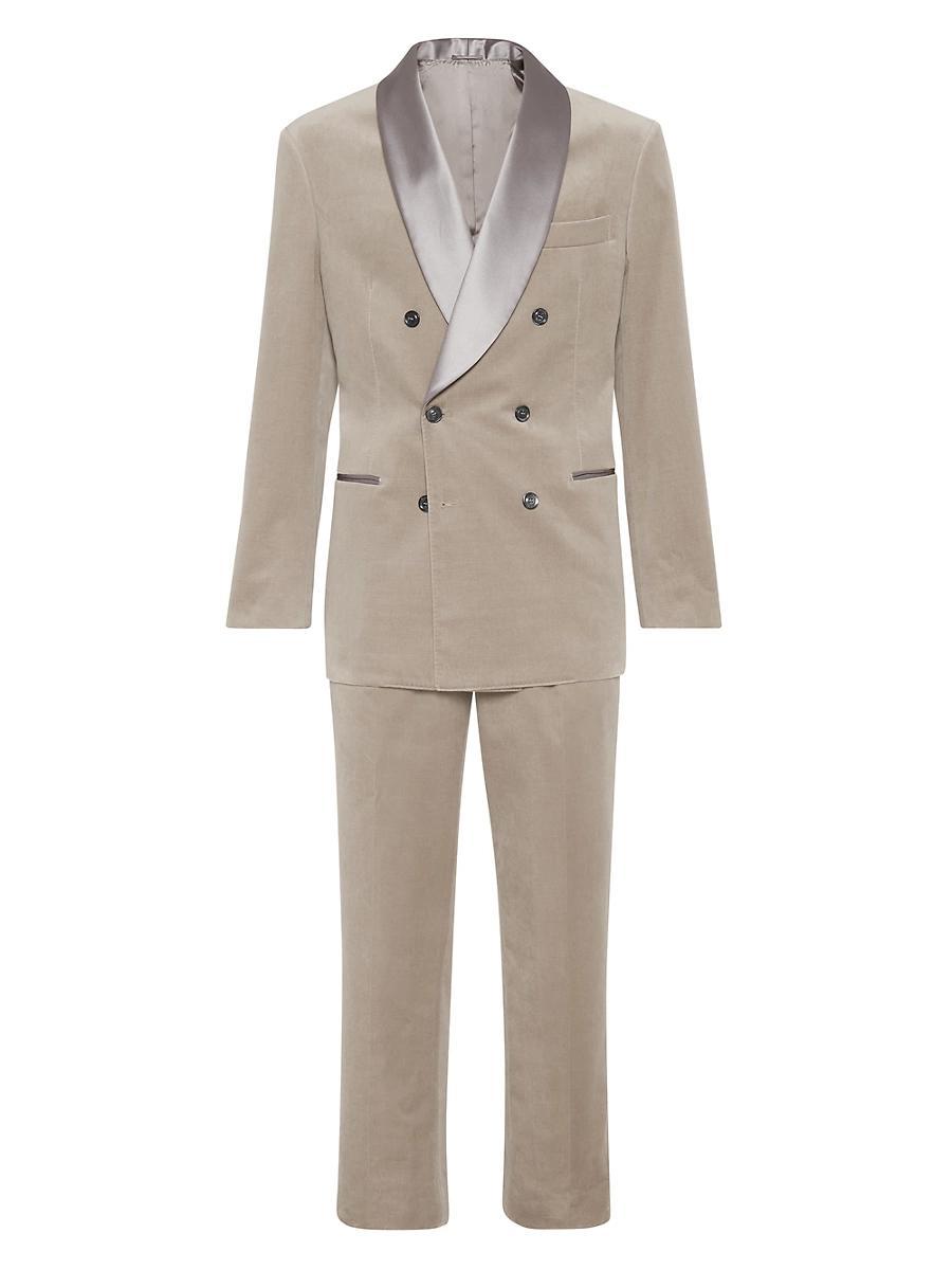 Mens Cotton Velvet Tuxedo with One and a Half Breasted Shawl Lapel Jacket Product Image