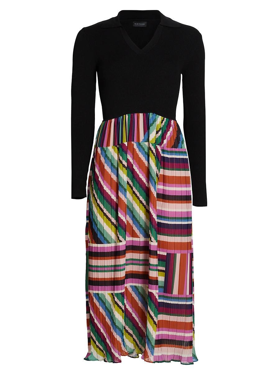 Womens Mave Mix Media Pleated Midi-Dress Product Image