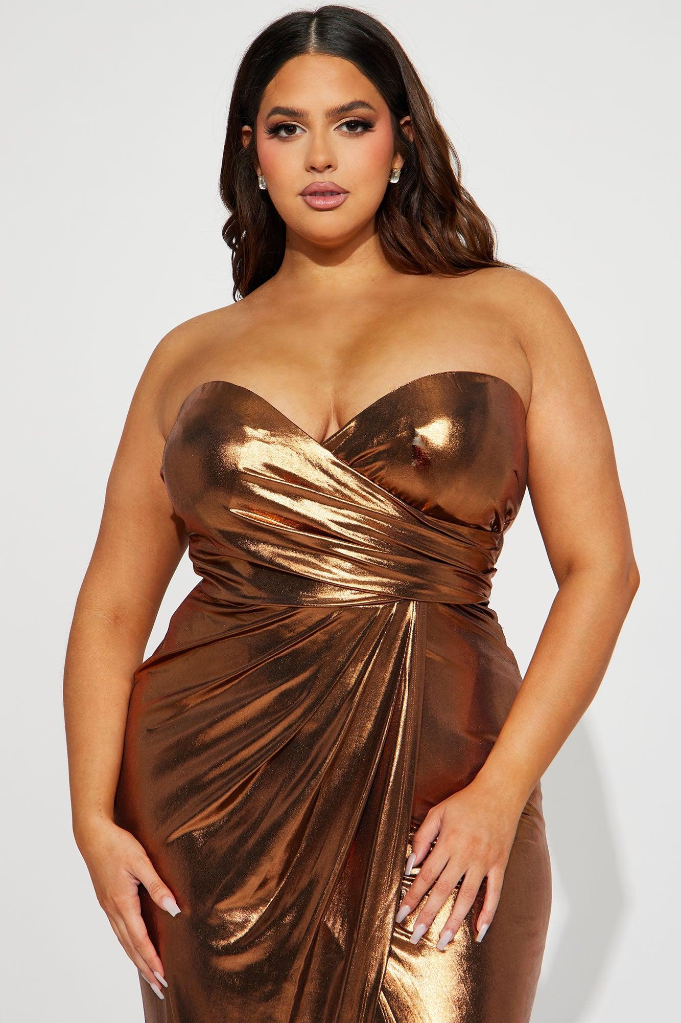 Sweet Heart Metallic Maxi Dress - Bronze Product Image