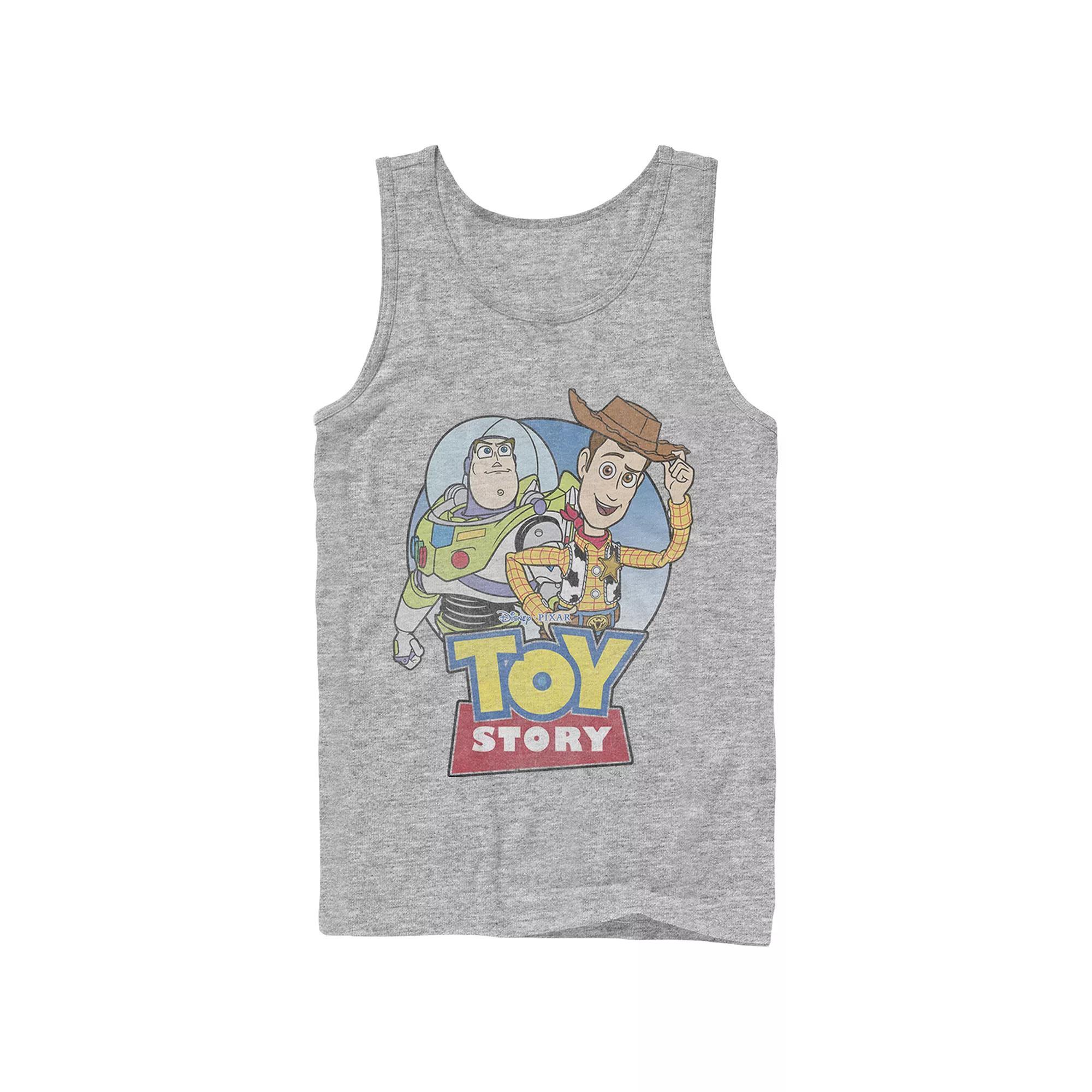 Disney / Pixar's Toy Story Woody And Buzz Poster Men's Graphic Tank Top, Size: Small, Athletic Grey Product Image