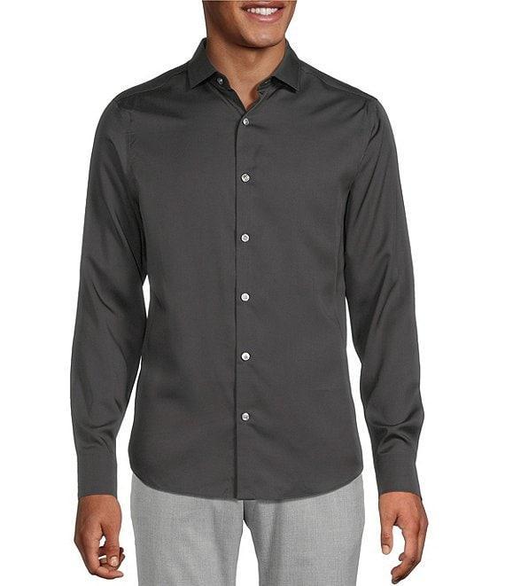 Murano Slim Fit Solid Sateen Long Sleeve Woven Shirt Product Image