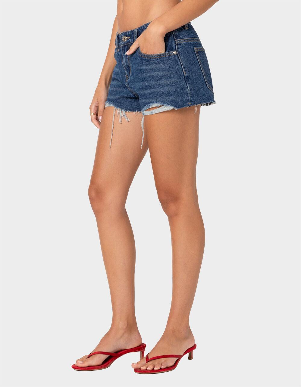 EDIKTED Fern Mid Rise Denim Shorts Product Image