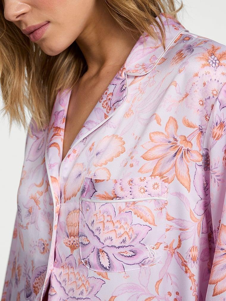 Glazed Satin Long Pajama Set Product Image