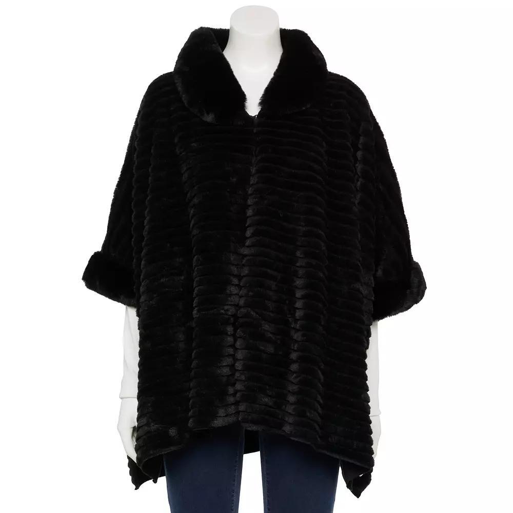 Womens Nanette Lepore Fleece Collared 3/4-Sleeve Ruana Wrap Product Image