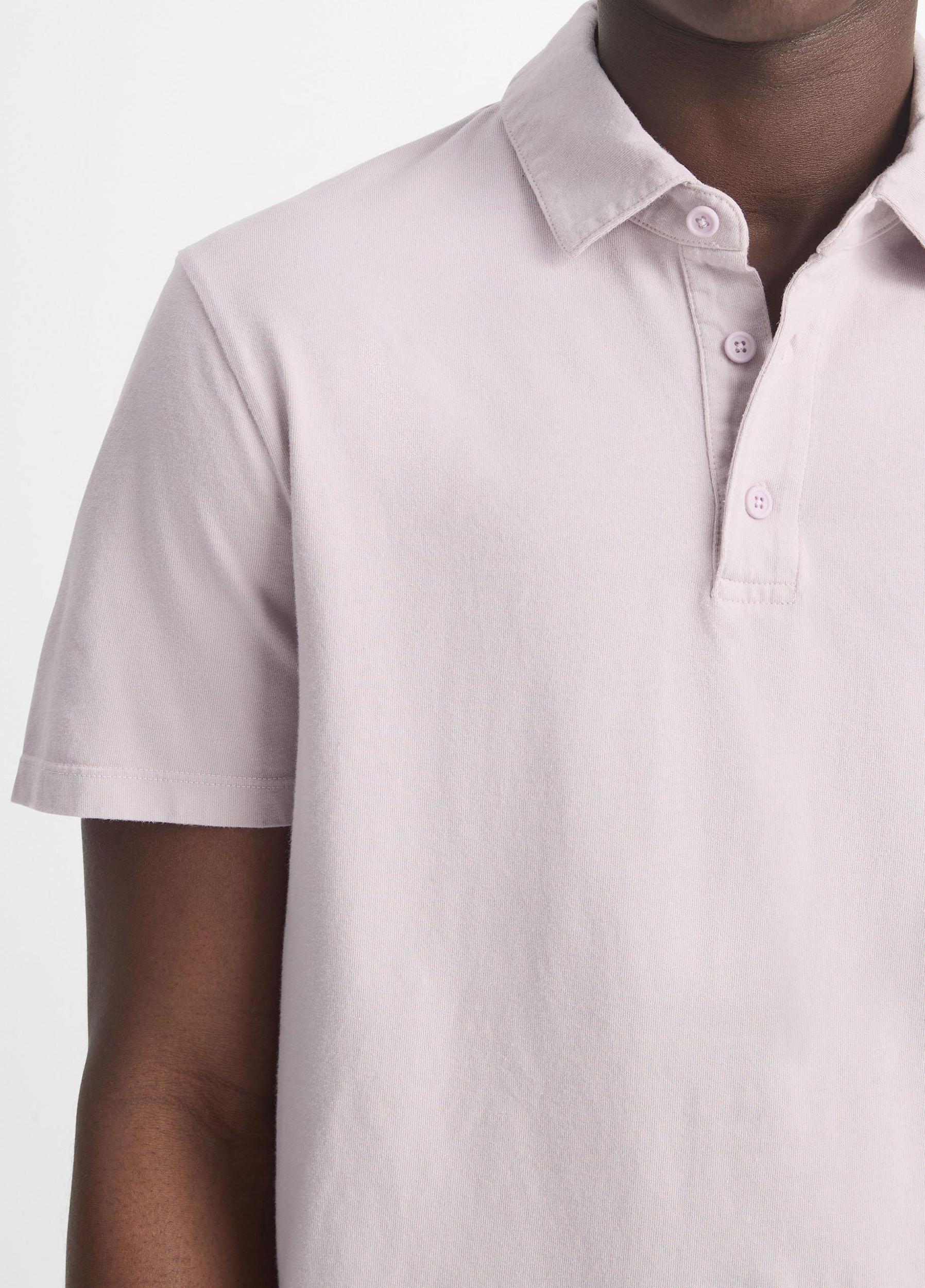 Mens Garment Dye Cotton Polo Shirt, Optic White, Size S Vince Product Image