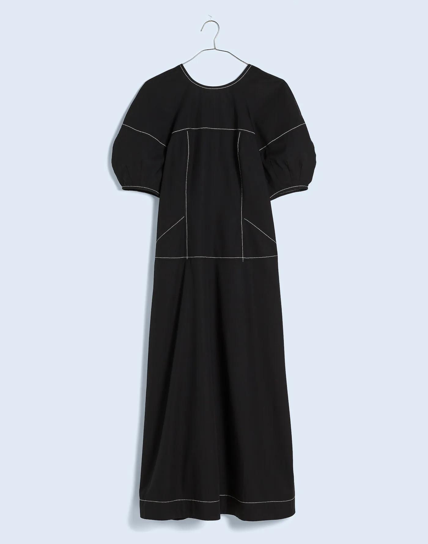 Puff-Sleeve Drop-Waist Midi Dress Product Image