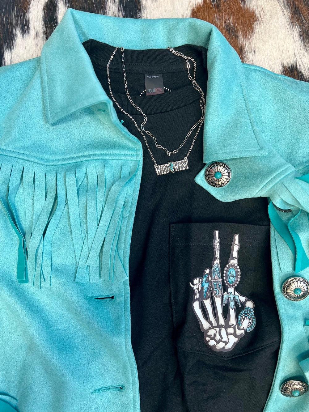 Fancy Western Decorated Skeleton Pocket Tee Product Image