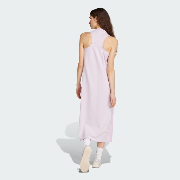 Women's adidas 3-Stripes Long Racerback Sportswear Dress, Size: XS, Clear Pink White Product Image